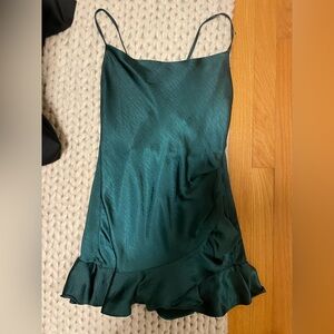 Angel Biba Teal Satin Mini Dress